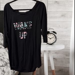 Love Fresh "WAKE UP" 1/2 Sleeve Pajama Dress Tee
